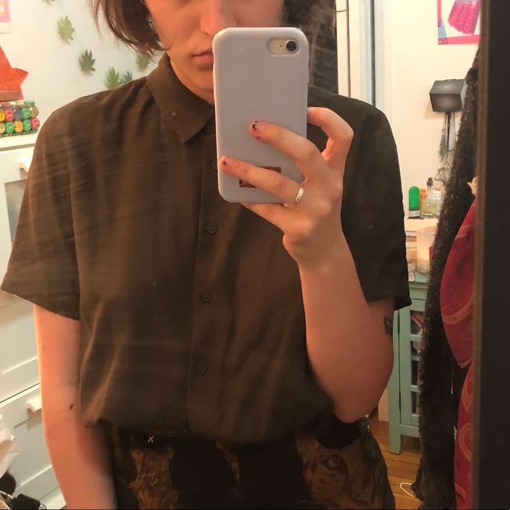 Olive Green Uniqlo Button Up